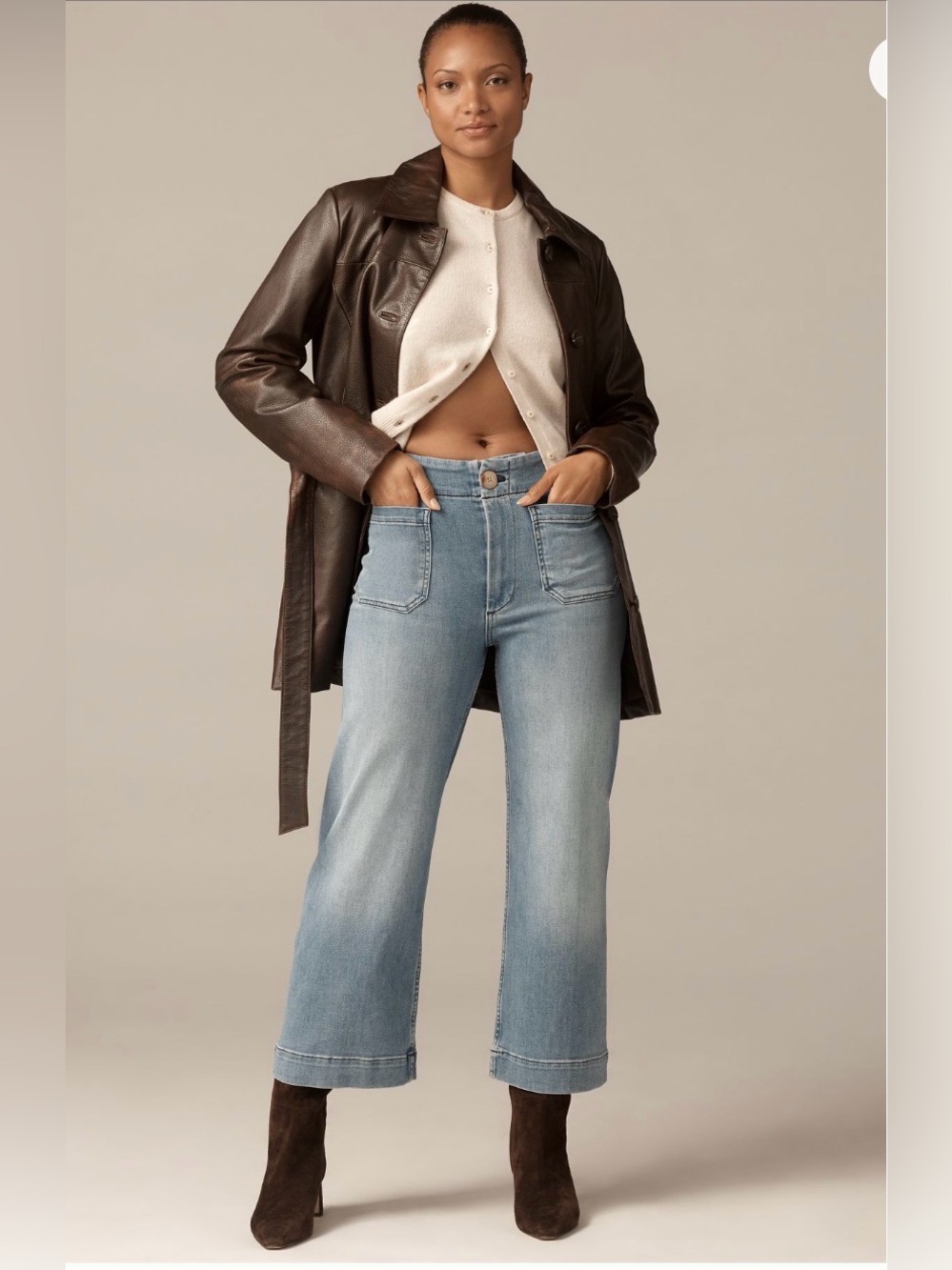 Anthropologie Colette Curvy High Rise Wide Leg Cropped Jean